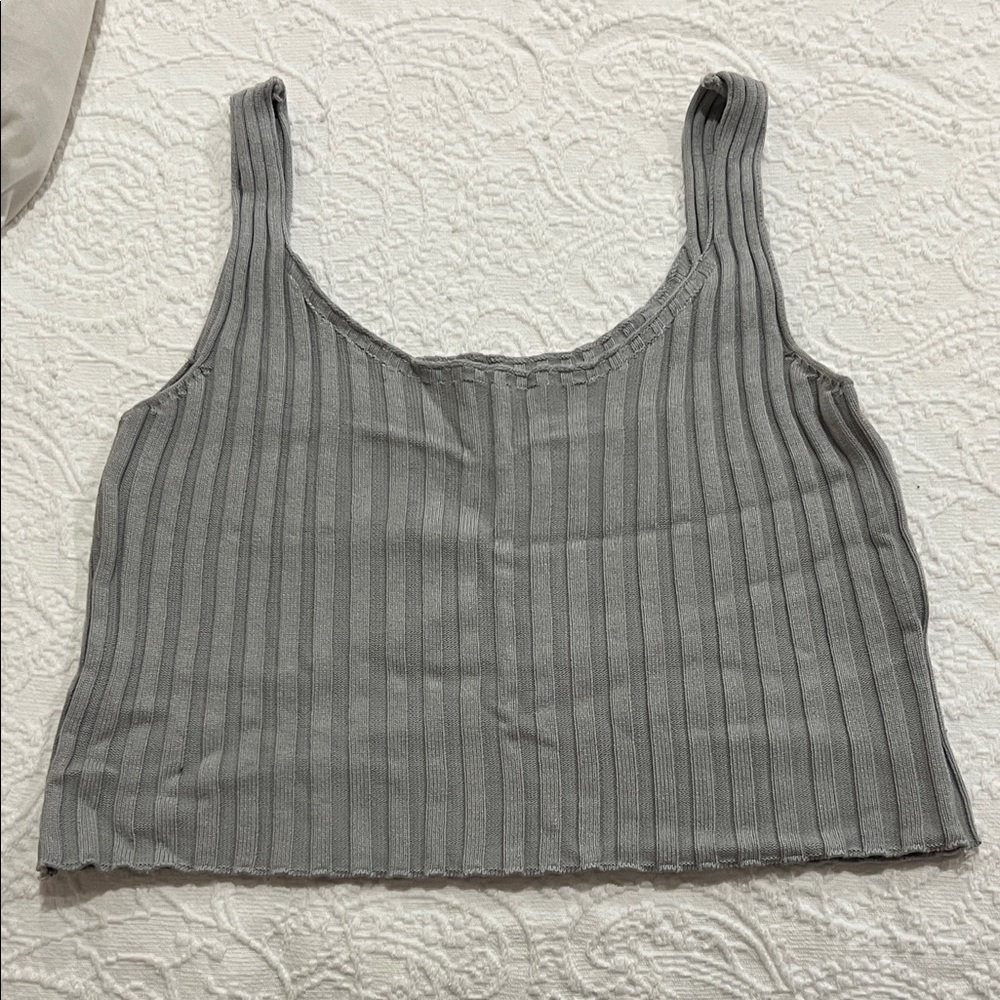 Fashion Nova Gray Ribbed Crop Top